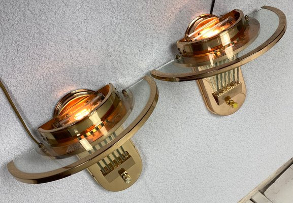 Regency Brass & Glass Wall Lights, Set of 2-WZZ-1180342