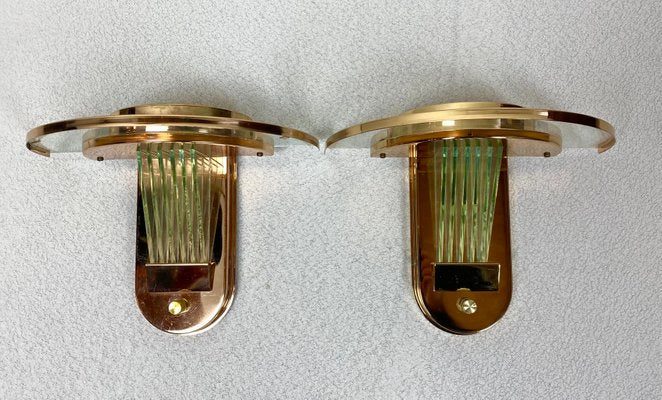 Regency Brass & Glass Wall Lights, Set of 2-WZZ-1180342