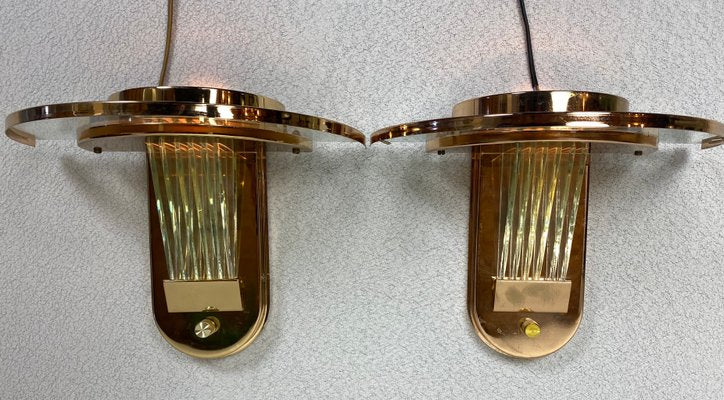 Regency Brass & Glass Wall Lights, Set of 2-WZZ-1180342