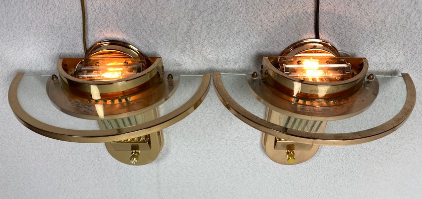 Regency Brass & Glass Wall Lights, Set of 2-WZZ-1180342