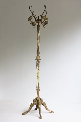 Regency Brass & Marble Standing Coat Hat Rack, Italy, 1960s-OKN-2035902