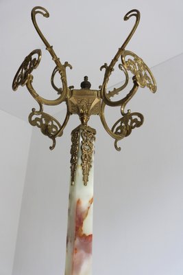 Regency Brass & Marble Standing Coat Hat Rack, Italy, 1960s-OKN-2035902