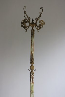 Regency Brass & Marble Standing Coat Hat Rack, Italy, 1960s-OKN-2035902