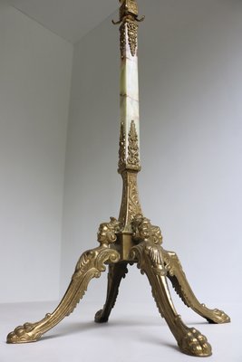 Regency Brass & Marble Standing Coat Hat Rack, Italy, 1960s-OKN-2035902