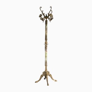 Regency Brass & Marble Standing Coat Hat Rack, Italy, 1960s-OKN-2035902