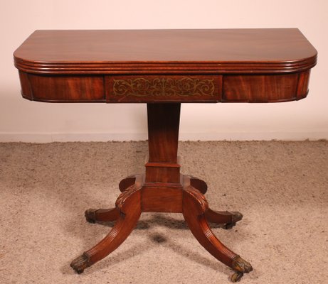 Regency Console or Game Table in Mahogany-HPU-1762872