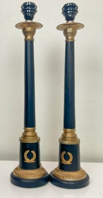 Regency Empire Style Black and Gold Table Lamps, 1970s, Set of 2-WZZ-1766038