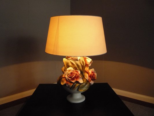 Regency Floral Ceramic Table Lamp, 1970s-UG-1276723