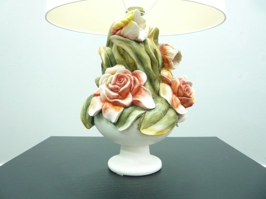 Regency Floral Ceramic Table Lamp, 1970s-UG-1276723