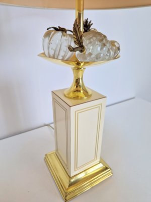 Regency Fruit Bowl Table Lamps in Brass and Crystal from Maison Le Dauphin, 1970s, Set of 2-AXJ-1702236