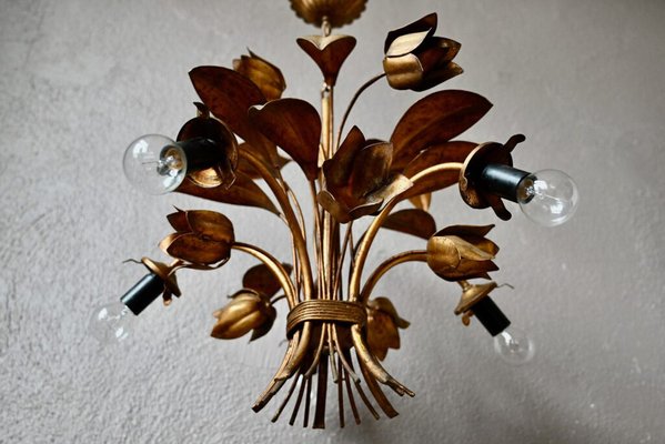 Regency Gold Color Chandelier in Metal, 1960s-AIU-1700624