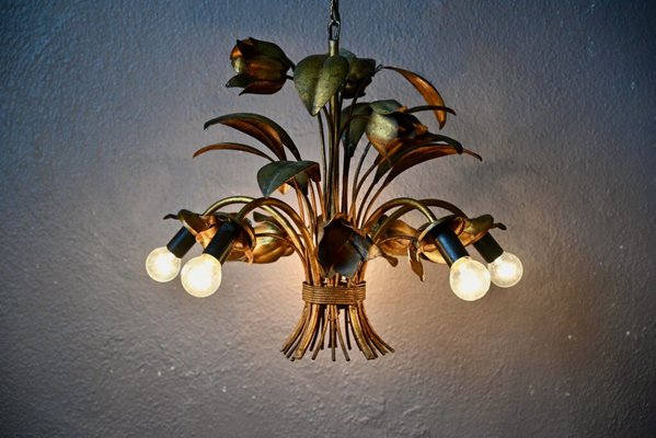 Regency Gold Color Chandelier in Metal, 1960s-AIU-1700624