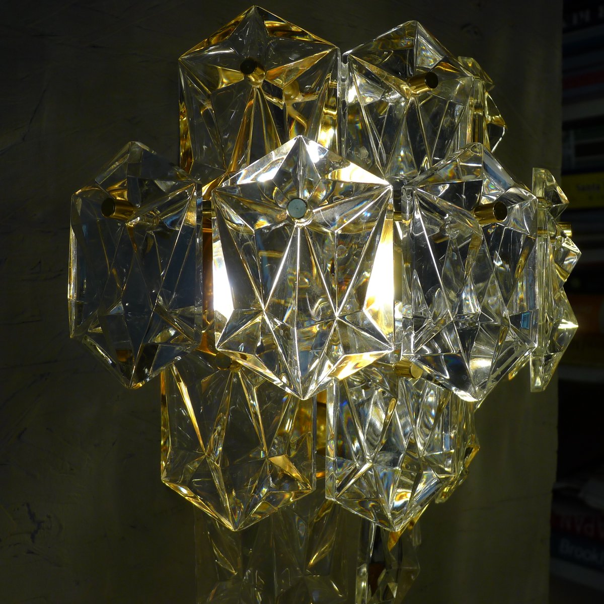 Regency Gold-Plated Wall Lights with Faceted Crystal Glass Prisms from Kinkeldey, Set of 2