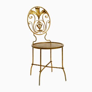 Regency Italian Gold Plated Wrought Iron Chair, 1970s-RR-1314097