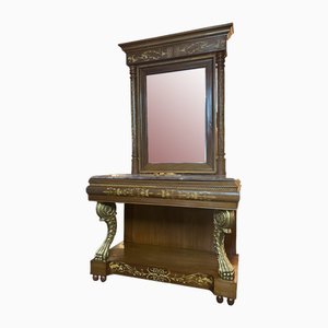 Regency Marble Top Console Table with Mirror-NSG-1704330