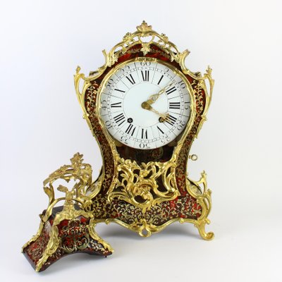 Regency or Louis XV Boulle Cartel Clock on Console by Gribelin, Paris, Early 18th Century, Set of 2-KMT-1191633