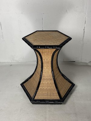 Regency Rattan Bamboo Side Table, 1960s-BHG-1719520