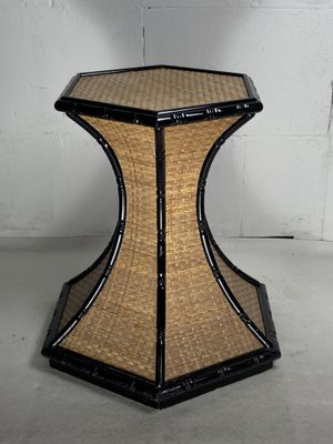 Regency Rattan Bamboo Side Table, 1960s-BHG-1719520