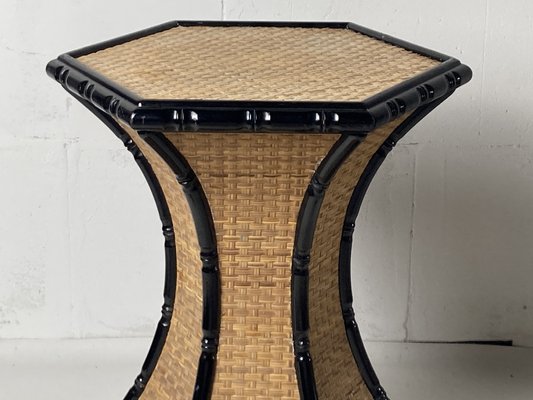 Regency Rattan Bamboo Side Table, 1960s-BHG-1719520