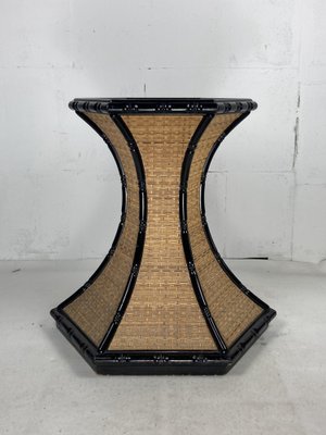 Regency Rattan Bamboo Side Table, 1960s-BHG-1719520