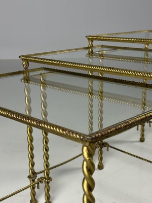 Regency Rope Nesting Tables, 1950s, Set of 3-OXF-2039429