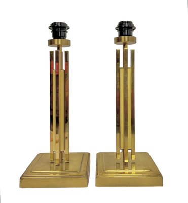 Regency Skyscraper Style Brass Table Lamps, 1970s, Set of 2-WZZ-1718219