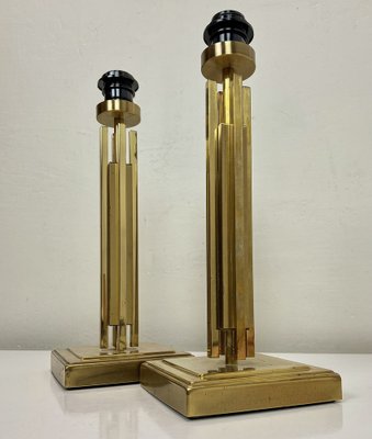 Regency Skyscraper Style Brass Table Lamps, 1970s, Set of 2-WZZ-1718219