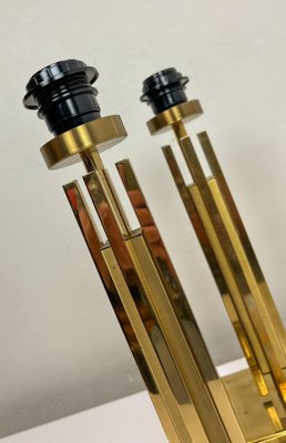 Regency Skyscraper Style Brass Table Lamps, 1970s, Set of 2-WZZ-1718219