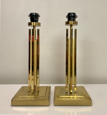 Regency Skyscraper Style Brass Table Lamps, 1970s, Set of 2-WZZ-1718219