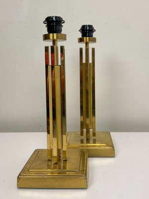 Regency Skyscraper Style Brass Table Lamps, 1970s, Set of 2-WZZ-1718219