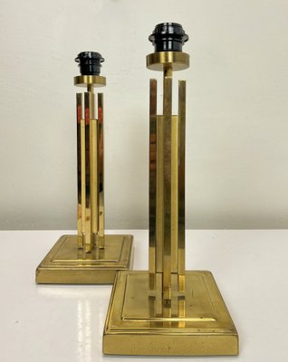 Regency Skyscraper Style Brass Table Lamps, 1970s, Set of 2-WZZ-1718219