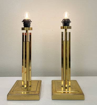 Regency Skyscraper Style Brass Table Lamps, 1970s, Set of 2-WZZ-1718219