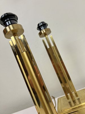 Regency Skyscraper Style Brass Table Lamps, 1970s, Set of 2-WZZ-1718219