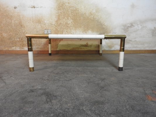 Regency Style Brass and Smoked Glass Coffee Table from Banci, 1970s-ZLY-646924