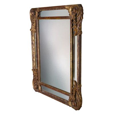 Regency Style Gold Foil Hand Carved Wooden Rectangular Mirror, 1970s-UZ-959353