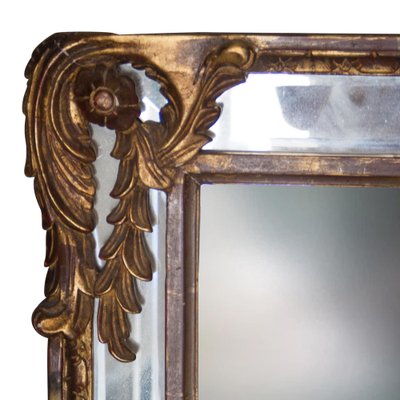 Regency Style Gold Foil Hand Carved Wooden Rectangular Mirror, 1970s-UZ-959353