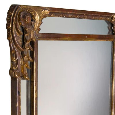 Regency Style Gold Foil Hand Carved Wooden Rectangular Mirror, 1970s-UZ-959353