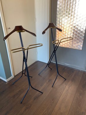 Regency Style Italian Steel & Brass Valet Stands, 1950s, Set of 2-DE-869116