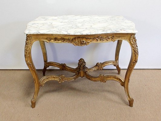 Regency Style Marble & Giltwood Table, Late 19th Century-RVK-1001166