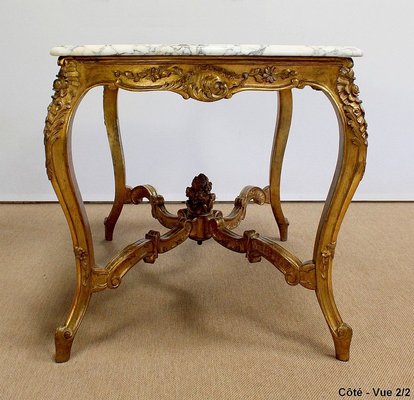 Regency Style Marble & Giltwood Table, Late 19th Century-RVK-1001166