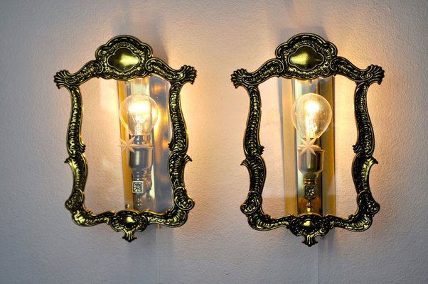 Regency Style Sconces in Cut Glass, Italy, 1980s, Set of 2-EJE-958676