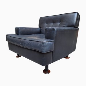 Regent Armchair in Black Leather by Marco Zanuso for Arflex, 1950s-OHK-1822809