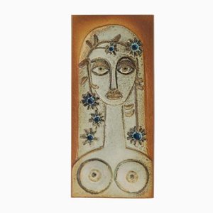 Relief Woman Plate in Ceramic by Josef Simon for Søholm Stentøj, 1960s-UMB-2020690