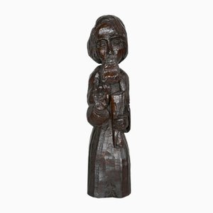 Religious Carved Wooden Statue, 1950s-RVK-1421598