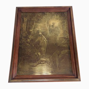 Religious Scene Print in Brass Frame, 1920s-EAD-1719414