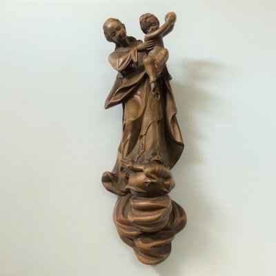 Religious Wall Carving of Mary with Child-WK-1009544