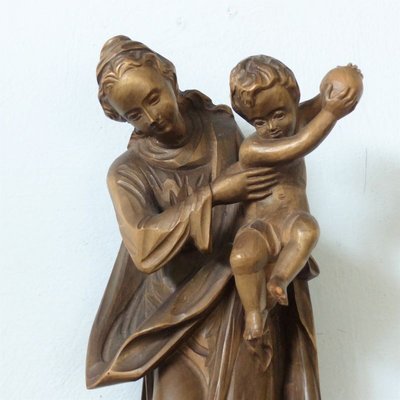 Religious Wall Carving of Mary with Child-WK-1009544