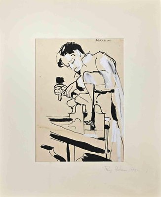 Rémy Hetreau, The Artisan, Original Drawing, Mid 20th-Century-ZCI-1362728