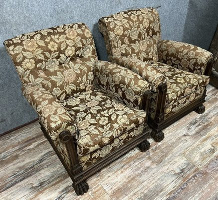 Renaissance Armchairs in Wood and Fabric, Italy, Set of 2-MWB-1792426