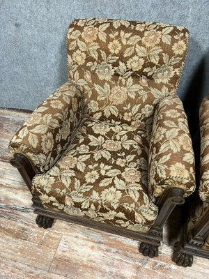 Renaissance Armchairs in Wood and Fabric, Italy, Set of 2-MWB-1792426